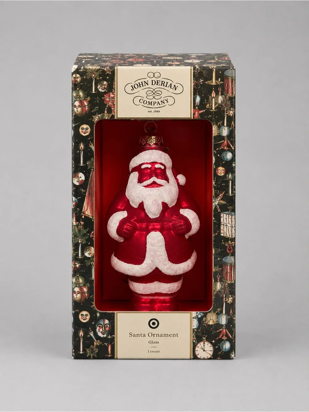 John Derian for Target Santa Glass Christmas Ornament Red & White Holiday Decor